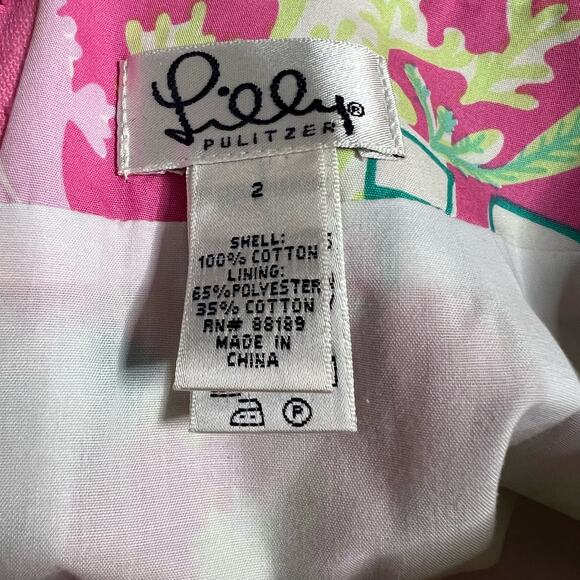 Lilly Pulitzer Vintage White Label Under The Sea Tropical Skirt 2 Women’s Pink - Picture 3 of 4